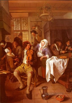 Jan Steen Painting - Interior de una taberna pintor de género holandés Jan Steen
